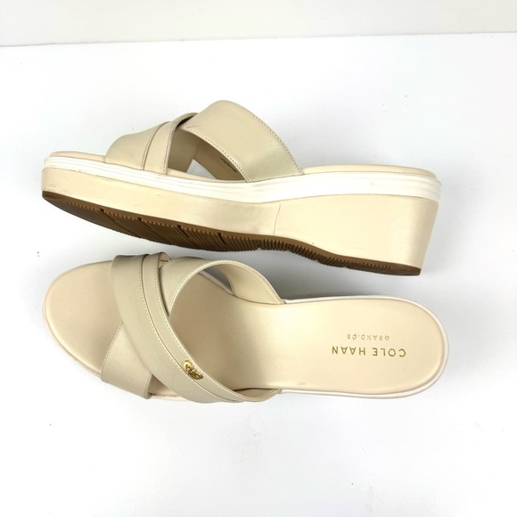 Cole Haan Women's 9 Briella Grand Os Wedge Sandals Ivory Slide On Comfort Shoes - Picture 4 of 8